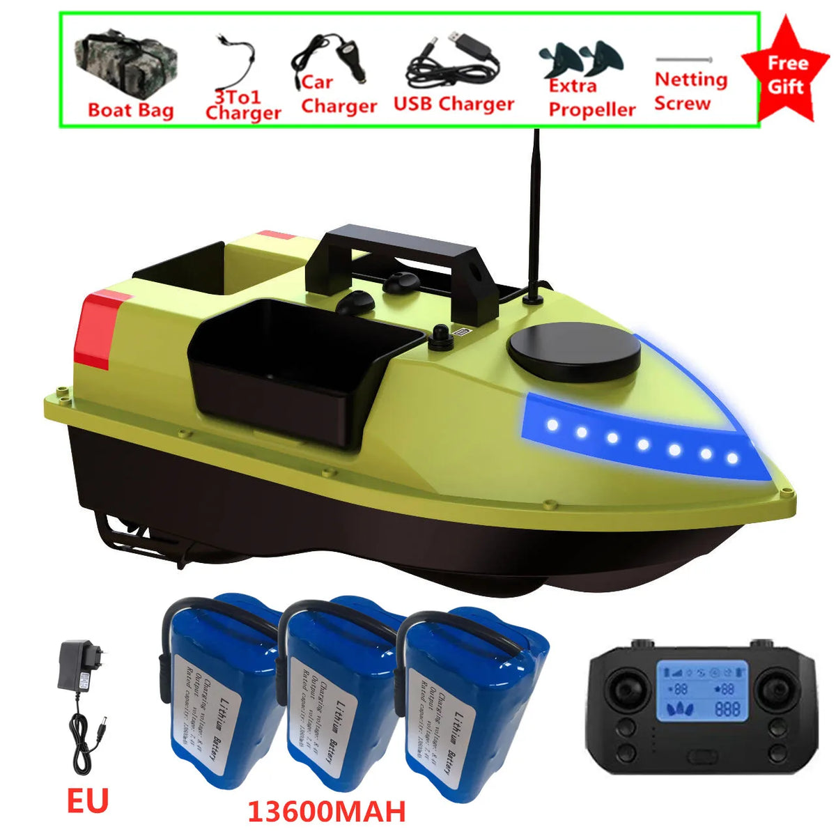 99 GPS Fishing Location RC Fishing Boat 2.4G 600M 3 Hopper Smart Speed Cruise Remote Control GPS Navigation Boat RC Nesting Boat
