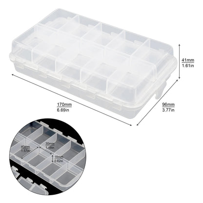 16.5 X 10 X 4cm 20 Compartments Plastic Fishing Tackle Box for Fishing Lures Baits / Hooks Storage, Transparent Fishing Case