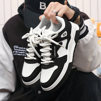 Men's Skateboarding Shoes Men British Style Comfortable Sneaker Flats Lace Up White Shoes Men's Walking Sneakers Sports Designer