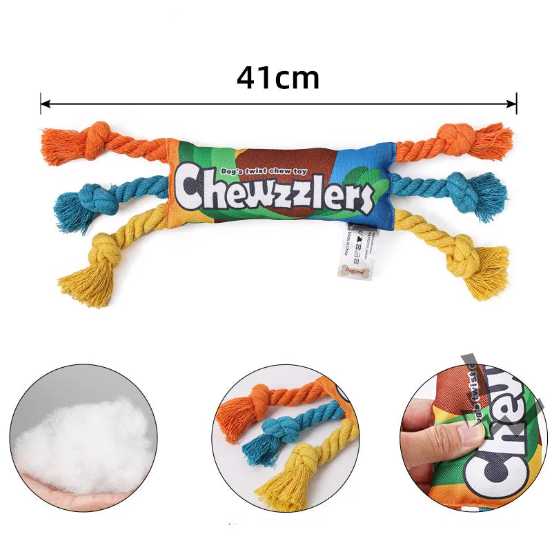 Puppy Dogs Toys Puppy Colorful Cotton Chew Rope Knot Toy Durable Braided Dog Toys Dog Cleaning Teeth Braided Bone Rope