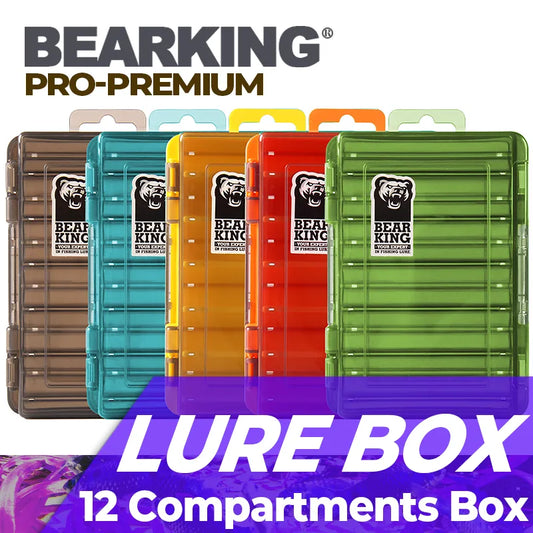 BEARKINGFishing Box 12 Compartments Fishing Accessories Lure Hook Boxes Storage Double Sided High Strength Fishing Tackle Box