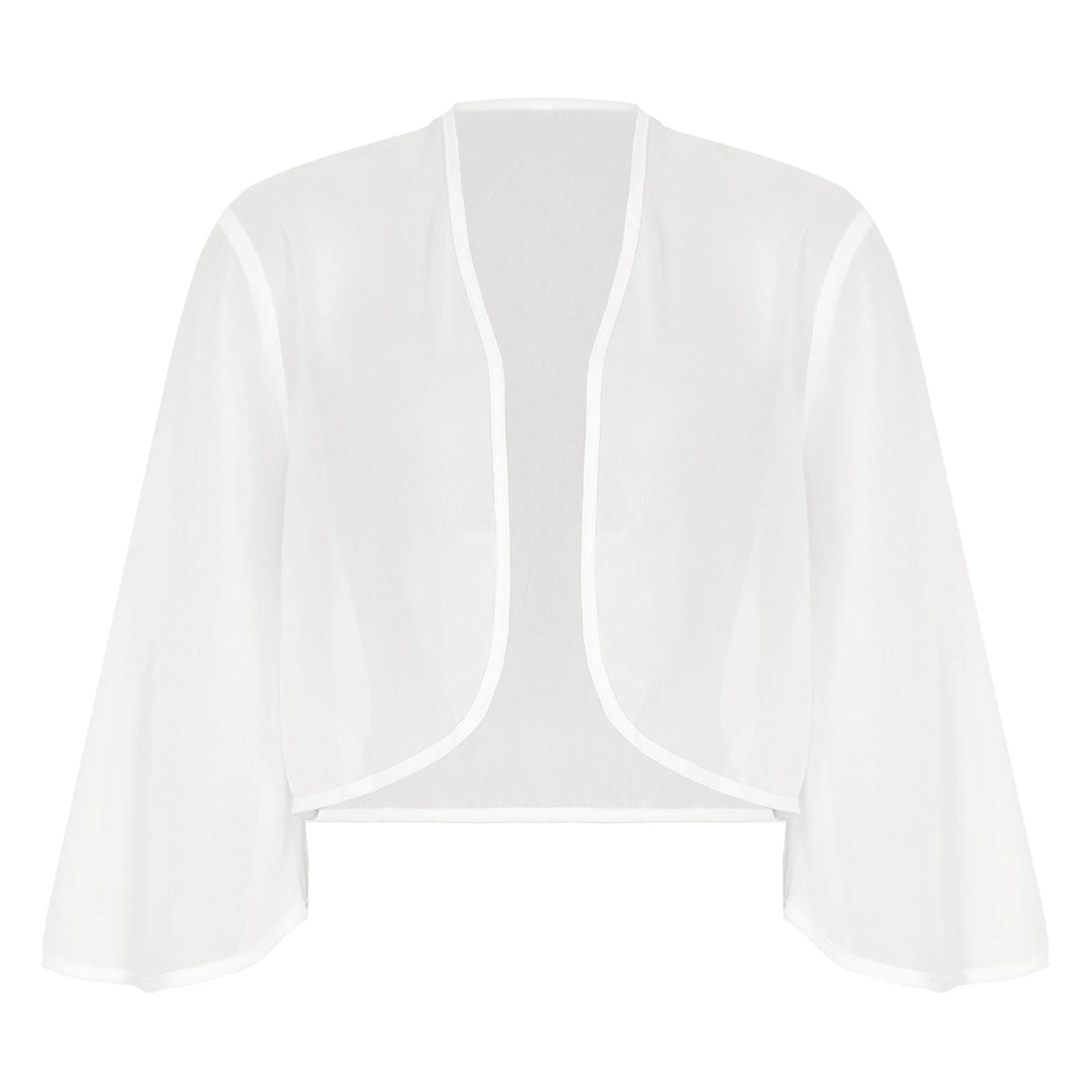 Women 3/4 Sleeve Chiffon Cardigan Bolero Shawls Outerwear Wedding Bridal Party Dress Wraps Beach Vacation Cover Ups Soft Cape