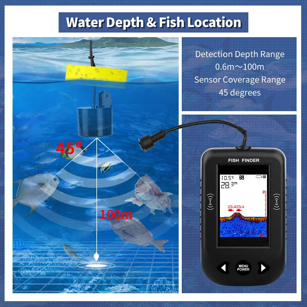 Erchang XF03 Portable Sonar Fish Finder Fishing Lure Echo Sounder Fishing Finder Lake Sea Fishing 100M Depth Fishing Finder