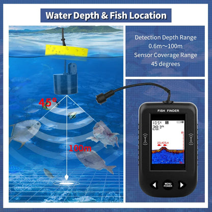 Erchang XF03 Portable Sonar Fish Finder Fishing Lure Echo Sounder Fishing Finder Lake Sea Fishing 100M Depth Fishing Finder