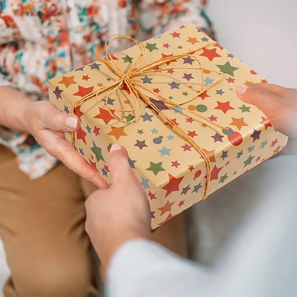 1 Roll 17 Inch X 120 Inch Birthday Wrapping Paper, Gift Wrapping Paper Roll, Kraft Wrapping Paper