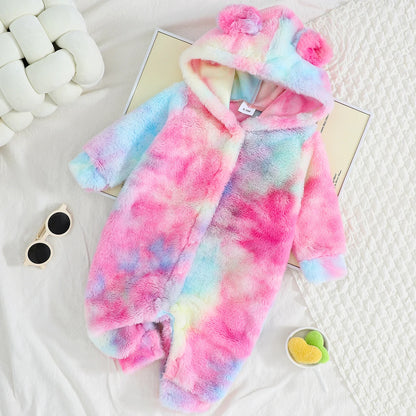 Baby Boys and Girls Plaid Romper Hooded