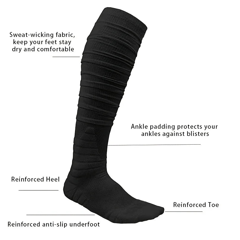 1pair Men's Football Socks, Breathable Sweat-Absorbing Sock for Super Foot Bowl