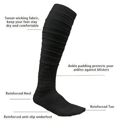 1pair Men's Football Socks, Breathable Sweat-Absorbing Sock for Super Foot Bowl