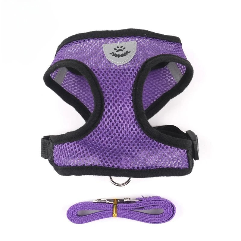 Cat Dog Harness With Lead Leash Adjustable Vest Polyester Mesh Breathable Harnesses Reflective Sti for Small Dog Cat Accessories