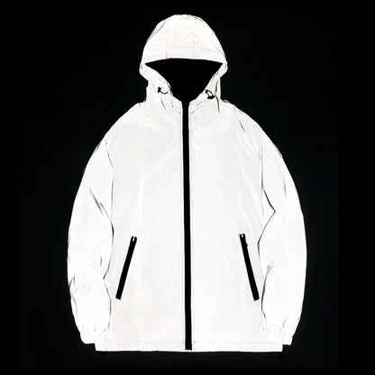 New Couple Night Reflective Clothing Solid Color Jacket Polyester Student Male Class Uniform Trendy Luminous Dancer Jacket