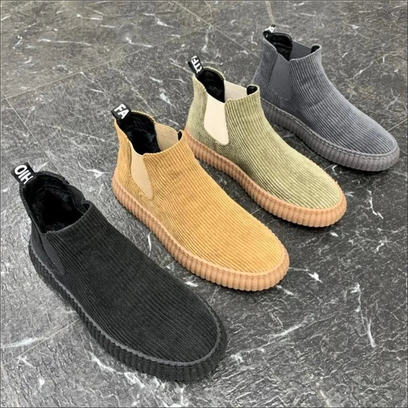 Men's Shoes Spring Autumn Winter Fashion Shoes Plush Boots Men's High Boots Men's Sports Casual Shoes Versatile Board Shoes