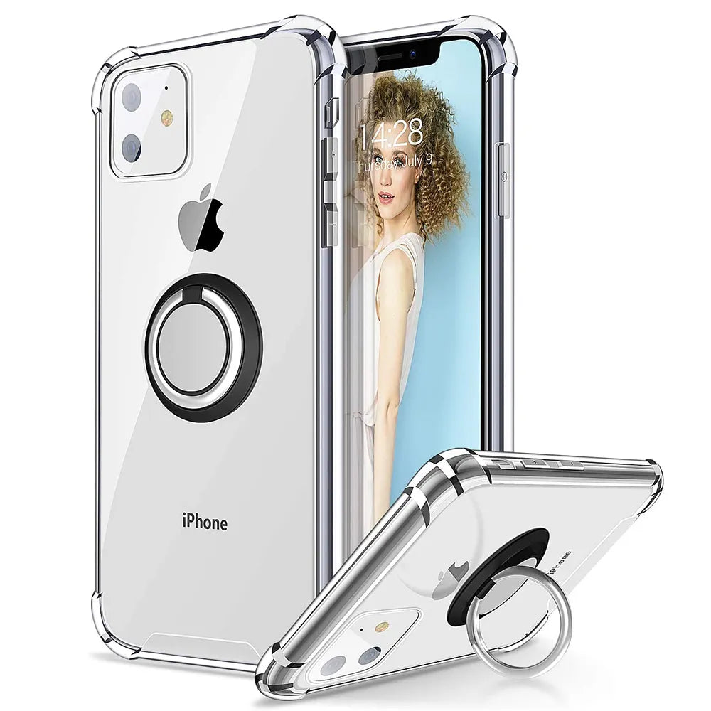 Ring Holder Shockproof Soft TPU Back Case for iPhone 16 17 15 14 SE 3 2nd 2020 12 13 Mini 11 Pro Max X XR XS 5 6 7 8 Plus