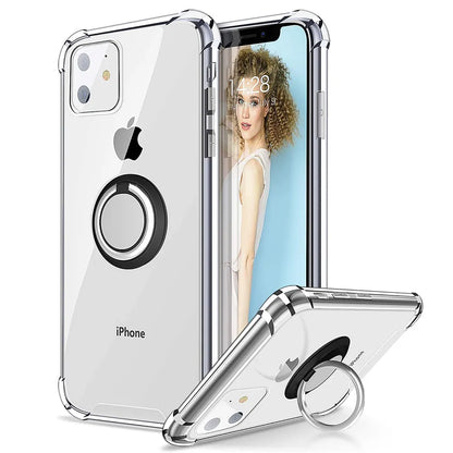 Ring Holder Shockproof Soft TPU Back Case for iPhone 16 17 15 14 SE 3 2nd 2020 12 13 Mini 11 Pro Max X XR XS 5 6 7 8 Plus