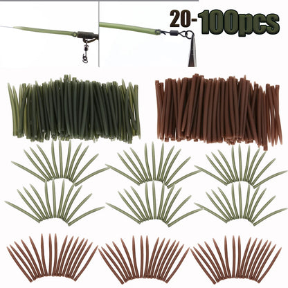100PCS Terminal Carp Fishing Anti Tangle Sleeves Connect With Fishing Hook Rubber Tip Tube Positioner Terminal Fishing Tackles
