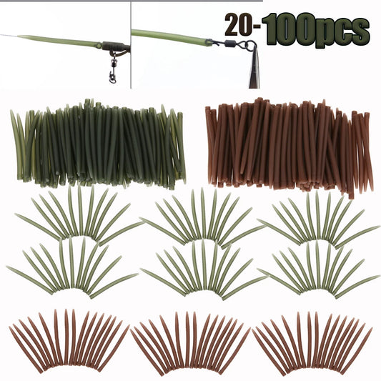 100PCS Terminal Carp Fishing Anti Tangle Sleeves Connect With Fishing Hook Rubber Tip Tube Positioner Terminal Fishing Tackles