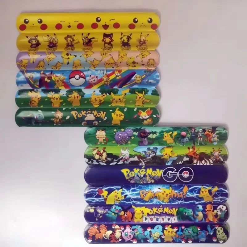 Pokemon Pikachu Wristbands Slap Snap Wrap Bracelet Anime Doll Characters Children Hand Ring Toys for Xmas Gift