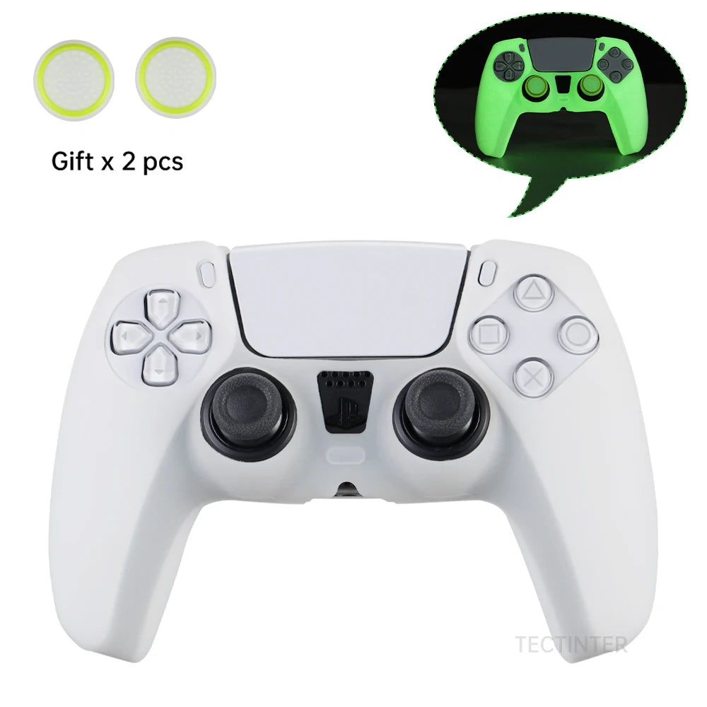 Silicone Cover Skin for PlayStation 5 Accessories for PS5 Controller Cover Thumb Grips Anti-Slip Protection Shell Skin for PS5 S