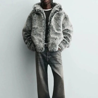 Winter New Men's Faux Fur Long-Sleeved Jacket American Retro Fashion Trendy High Street Loose Casual Niche Men's Top 2025