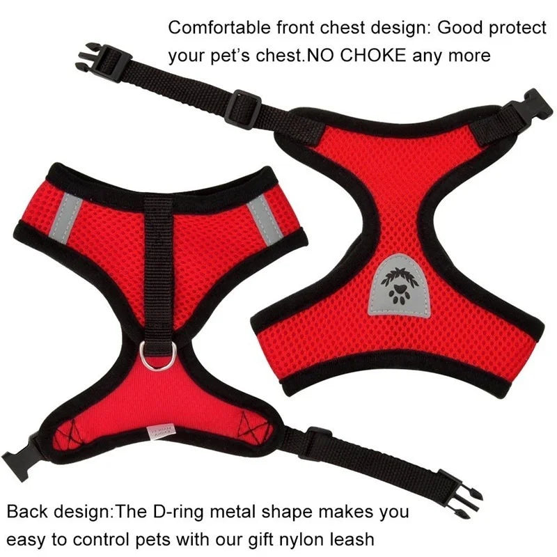 Cat Dog Harness With Lead Leash Adjustable Vest Polyester Mesh Breathable Harnesses Reflective Sti for Small Dog Cat Accessories