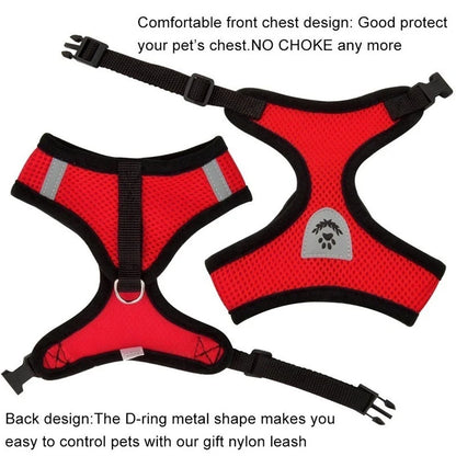 Cat Dog Harness With Lead Leash Adjustable Vest Polyester Mesh Breathable Harnesses Reflective Sti for Small Dog Cat Accessories