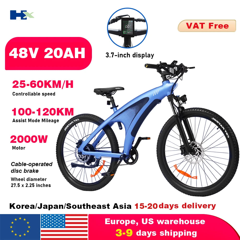 HX Q5 E Bike 2000W Adults Electric Bike 2000W 48V 20AH 27.5 Inch Electric Bicycle City E Bikes Mountain E Bikes