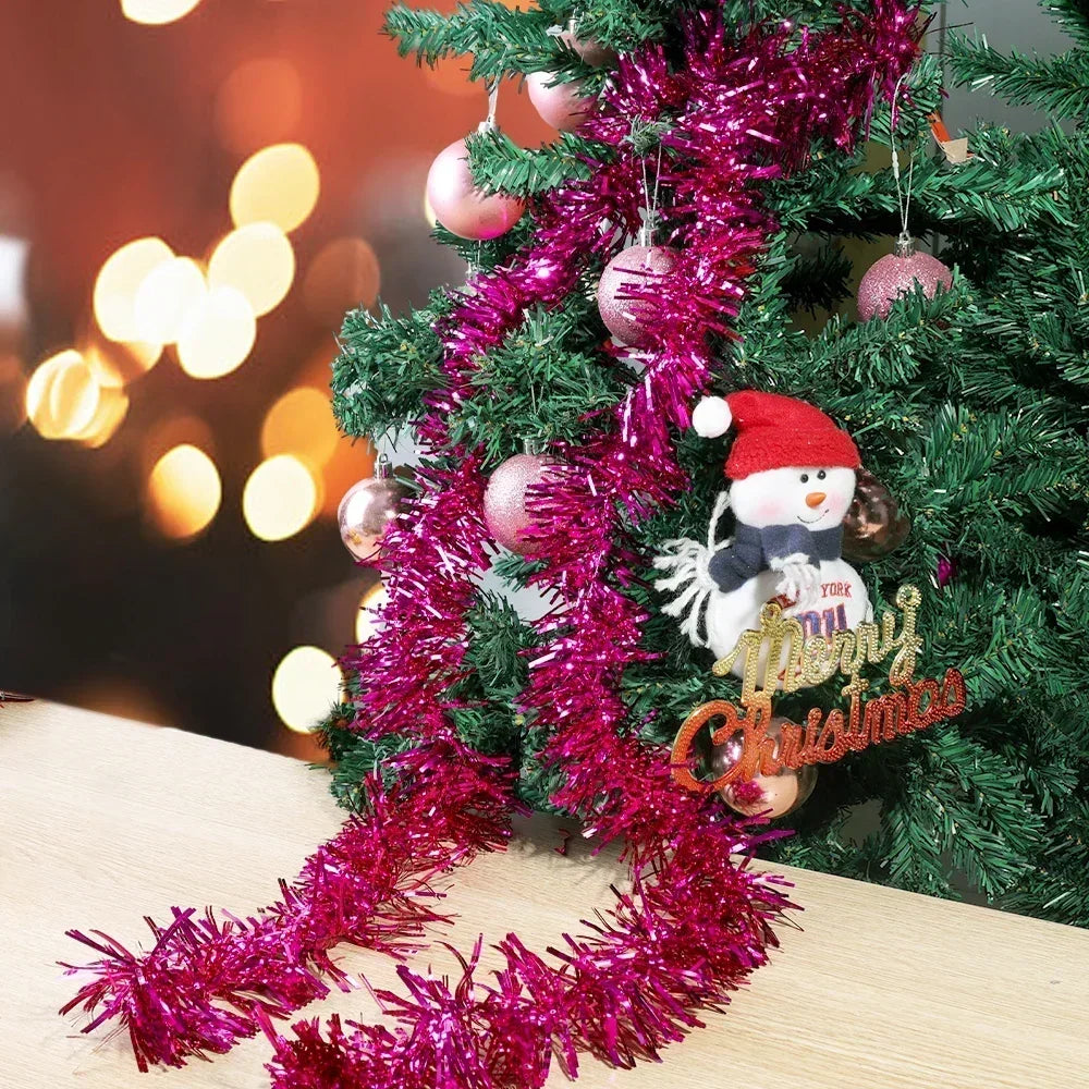 1.5-30m Christmas Ribbon Garland Cane Foil Tinsel Glitter Metallic Xmas Tree Wrapping Ribbons Ornaments DIY New Year Party Decor