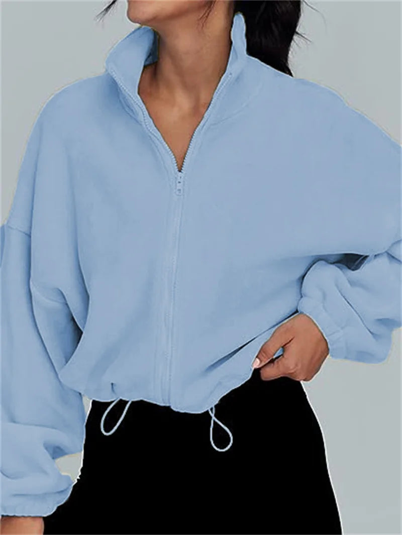 Women's Stand-Up Neck Zipper Cardigan