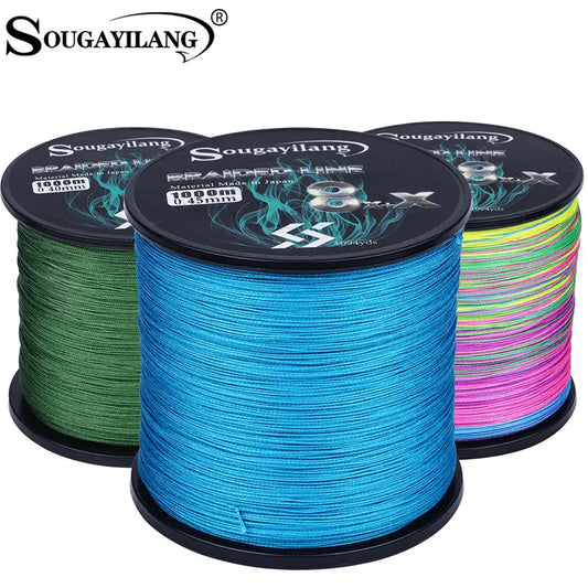 Sougayilang 9 Strands Fishing Line 300/500/1000m Braided PE Fishing Strong Fishing Line Multifilament Durable Fishing Line Tool