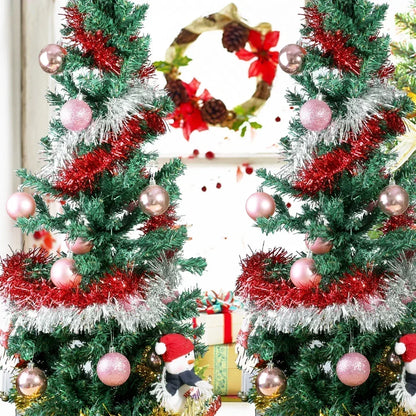 1.5-30m Christmas Ribbon Garland Cane Foil Tinsel Glitter Metallic Xmas Tree Wrapping Ribbons Ornaments DIY New Year Party Decor