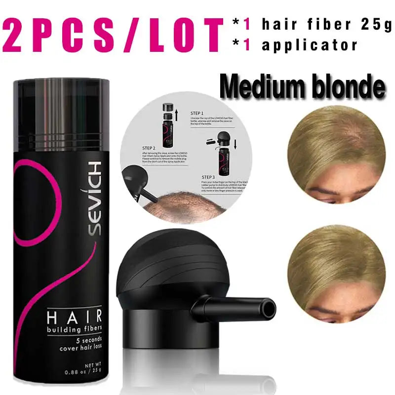 SEVICH Hair Building Fiber Set Cover Sparse Hair or Bald Spots Hair Loss Regrowth Treatment Keratin Hair Fiber Powder Applicator