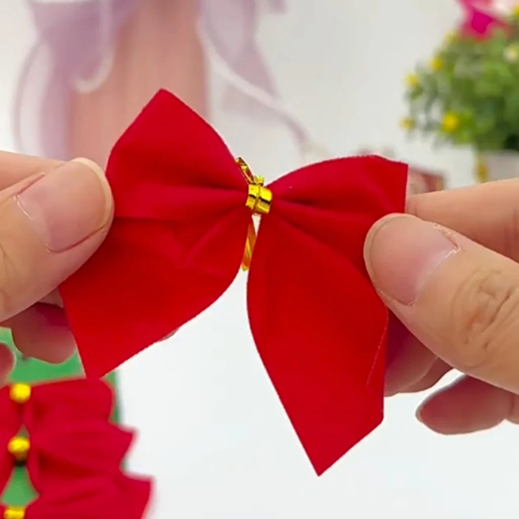 Christmas Tree Bow Decorations, New Year, Holiday Party Decoration, 6cm, 12Pcs