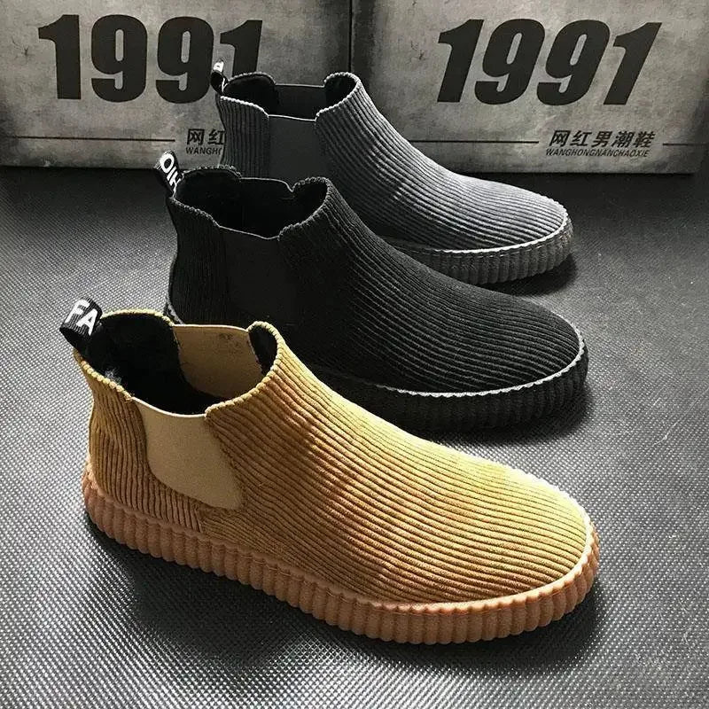 Men's Shoes Spring Autumn Winter Fashion Shoes Plush Boots Men's High Boots Men's Sports Casual Shoes Versatile Board Shoes
