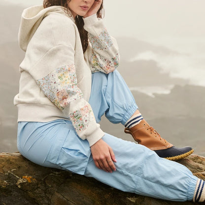Combhasaki Cute Hoodie for Teen Girls Floral Embroidered Patchwork Y2k Oversized Pullover Preppy Streetwear Aesthetic Sweatshirt