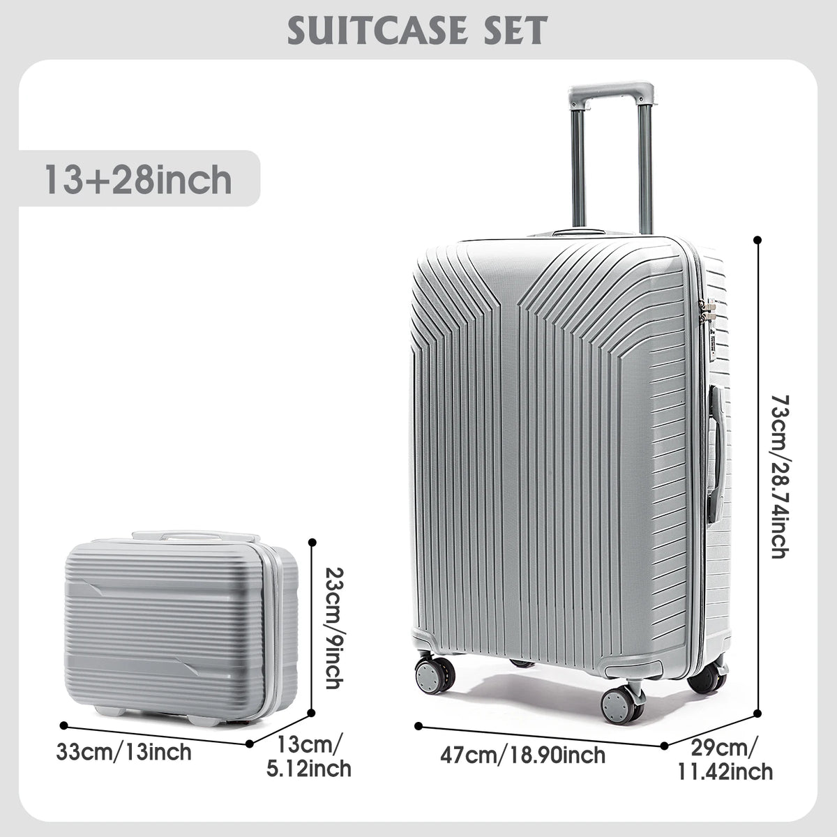 2024 New Durable13/20/28 Carry-On Suitcase - PP Material, Zippered & Password Lock, for Travel,Business Trip Cabin Luggege Trunk