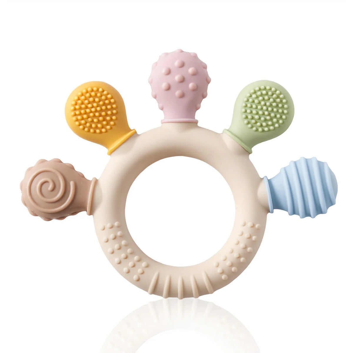 Baby Teether Toy Silicone Educational 0 12 Months Toy Montessori Silicone Teething Toys Wooden Ring Silicone Teether Accessories