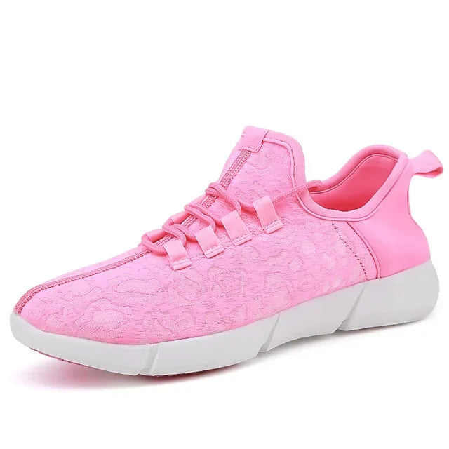 Spring Boy Luminous Glowing Sneakers Men Women Girl Kids LED Light Shoes Children Flashing Adults USB Recharge Fiber Optic Shoes