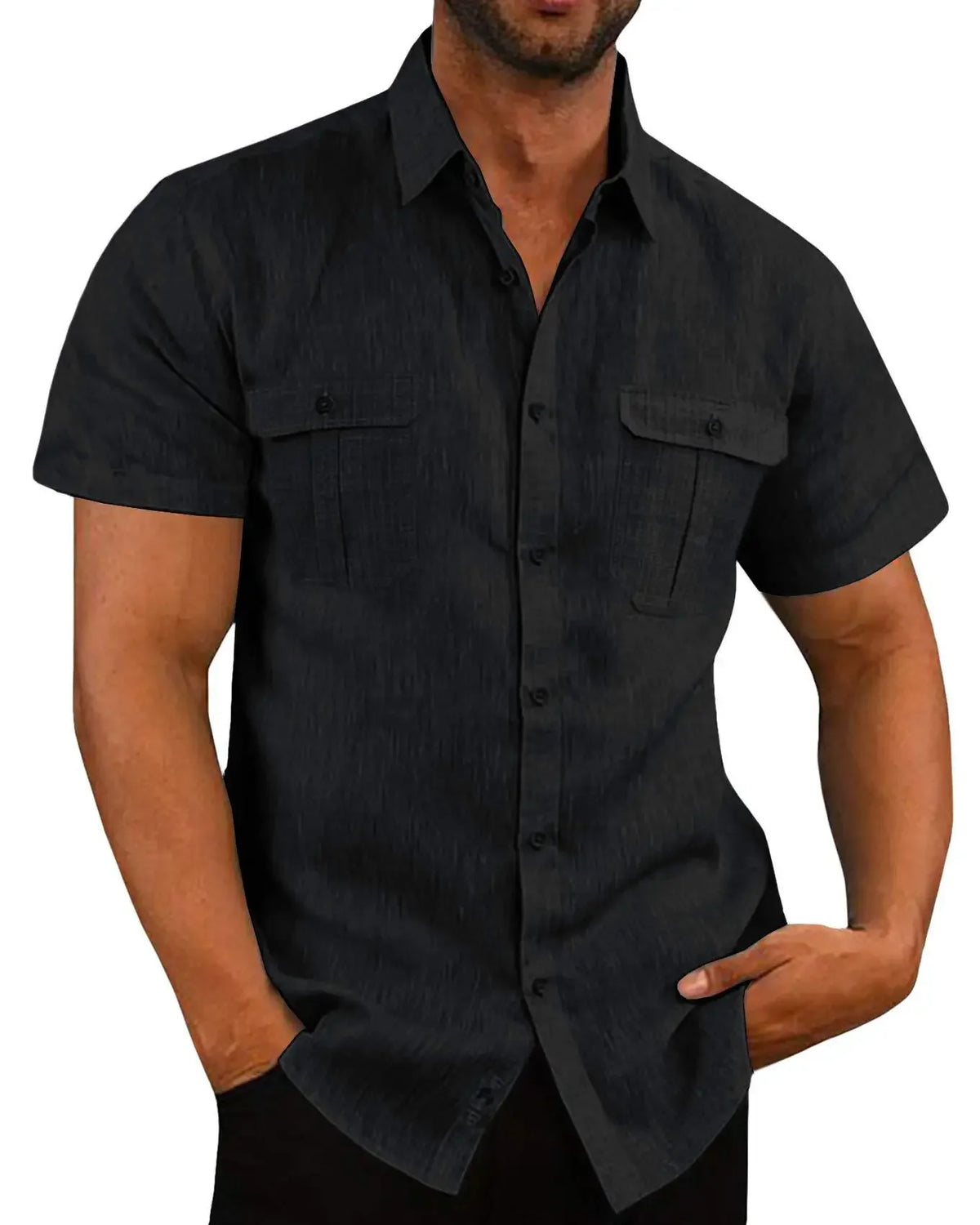 Men's Linen Hot Sale Men Short-Sleeved