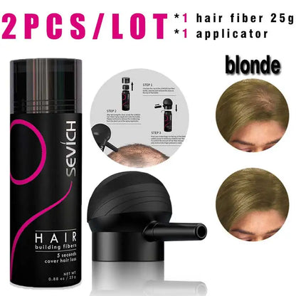 SEVICH Hair Building Fiber Set Cover Sparse Hair or Bald Spots Hair Loss Regrowth Treatment Keratin Hair Fiber Powder Applicator