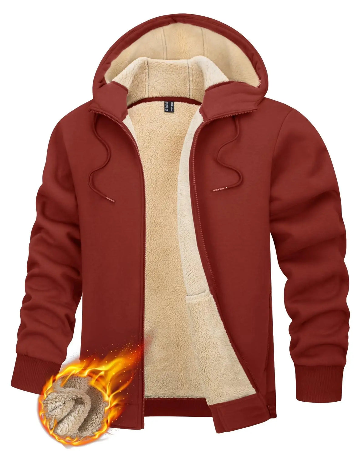 TACVASEN Fleece Lining Winter Hoodie Mens Sherpa Jackets Windproof Full Zip Warm Coats Climbing Hooded Casual Outwear Sportswear