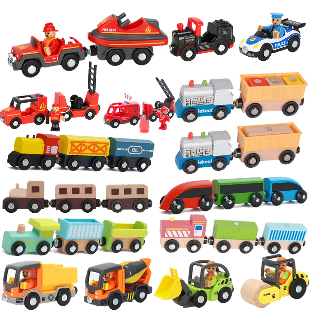 Wooden Track Electric Locomotive Train Magnetic Car Toy for All Brand Wooden Train Track Railway Toys for Kids Educational Toys