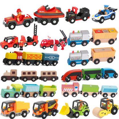 Wooden Track Electric Locomotive Train Magnetic Car Toy for All Brand Wooden Train Track Railway Toys for Kids Educational Toys