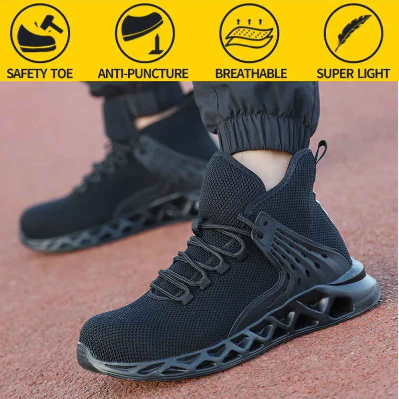 Men Safety Shoes With Metal Toe Indestructible Ryder Shoe Work Boots With Steel Toe Waterproof Breathable Sneakers Work Shoes
