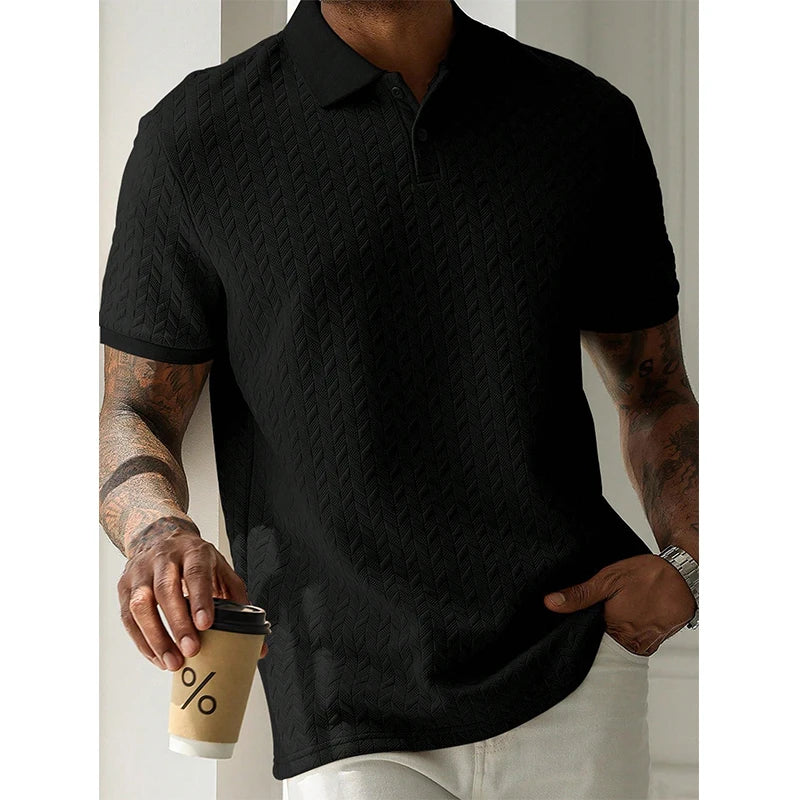 Men's Short Sleeve Polyester Polo Shirt Breathable Casual Top