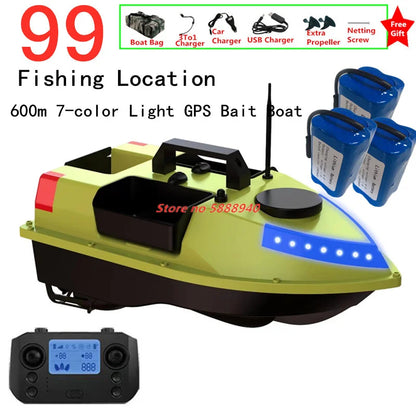 99 GPS Fishing Location RC Fishing Boat 2.4G 600M 3 Hopper Smart Speed Cruise Remote Control GPS Navigation Boat RC Nesting Boat