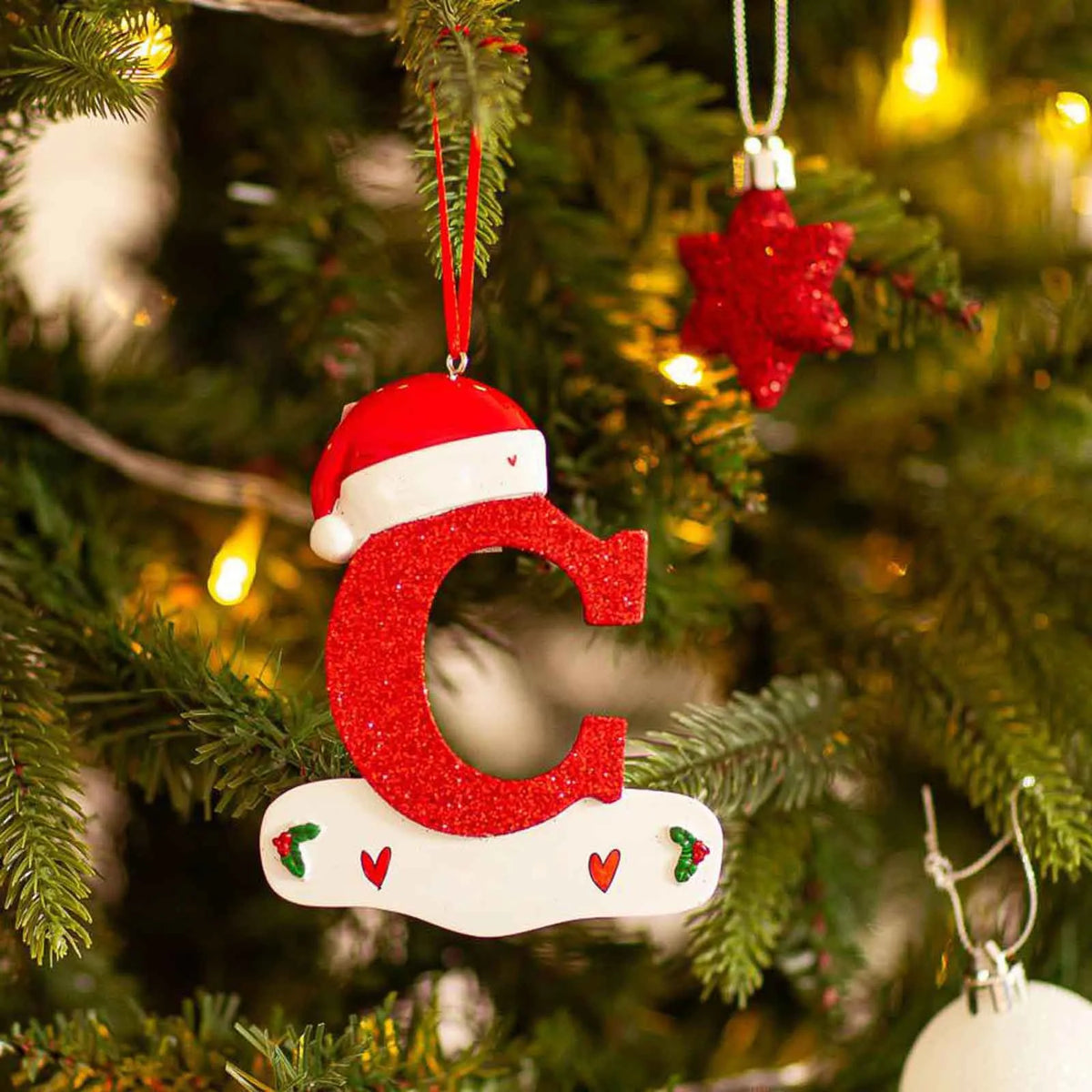 Christmas Tree Decoration Letter Pendant 26 Letters Home Holiday Acrylic DIY Pendant Xmas 2023 New Year Decor Ornament Navidad