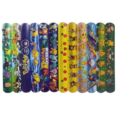 Pokemon Pikachu Wristbands Slap Snap Wrap Bracelet Anime Doll Characters Children Hand Ring Toys for Xmas Gift