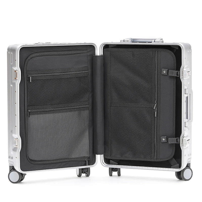 1-Piece Set 20inch Function Computer Aluminum Frame Trolley Suitcase Carry-On Luggage With Shock-Absorbing Brake, Silent Univers