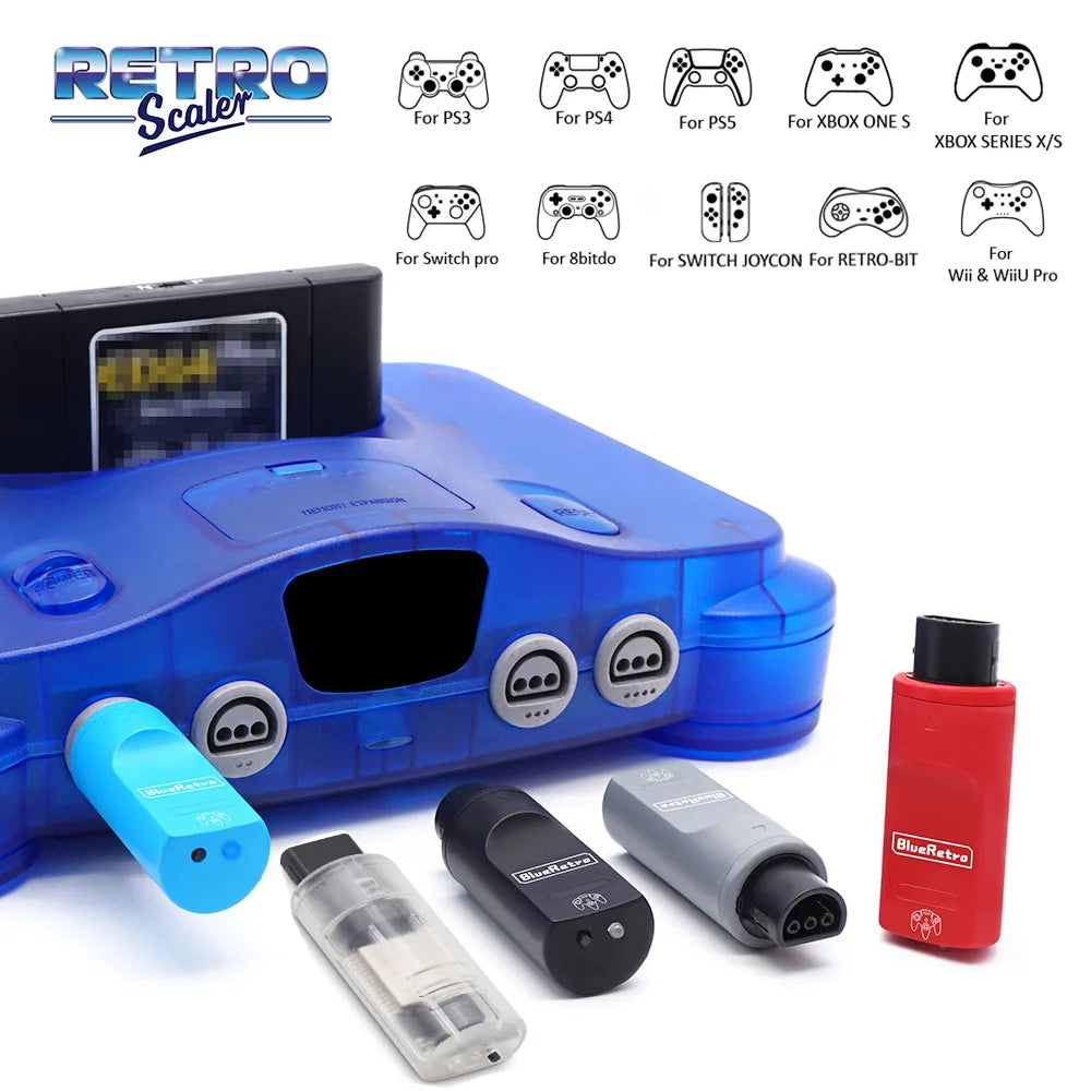 RetroScaler BlueRetro Wireless Game Controllers Adapter for Nintendo 64 Console to PS3 PS4 PS5 Nintendo Switch Game Contorllers