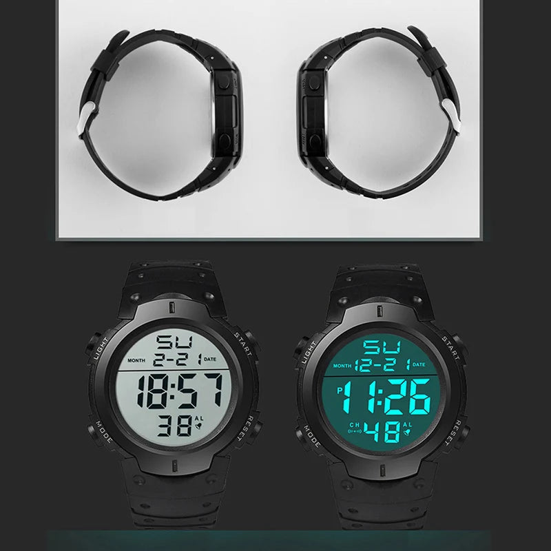 Men Electronic Watch Sports Watches for Men Waterproof Luminous Multifunction Outdoor Fitness Large Screen Electronic Wristwatch