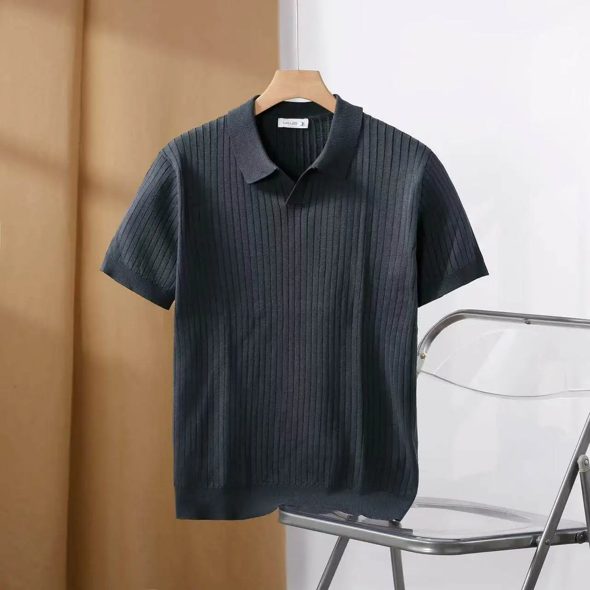 Men Slim Fit Polo Shirts Solid Stretch Sexy Collared TShirt Fashion Trendy Cotton Casual Top Summer Clothes Comfortable Stretchy